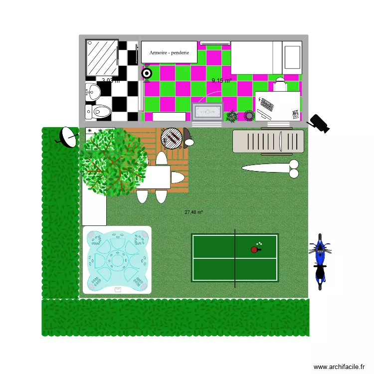 Maison sti2d. Plan de 2 pièces et 12 m² Maison sti2d. Plan de 2 pièces et 12 m²