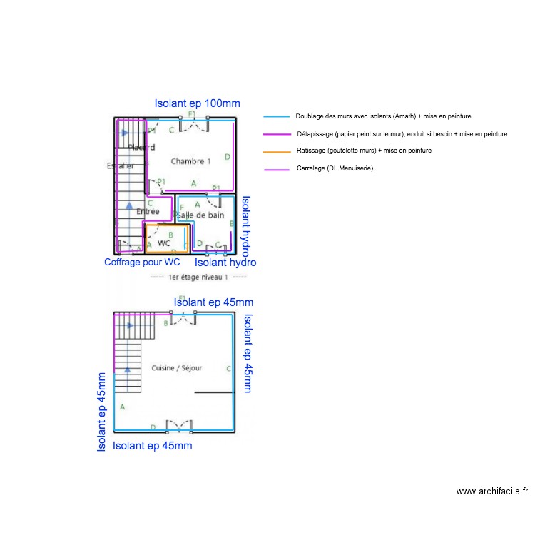 Projet Borie - carrelage 33m2. Plan de 0 pièce et 0 m2