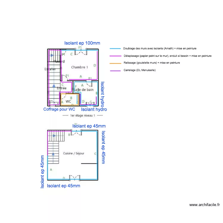 Projet Borie - carrelage 33m2. Plan de 
