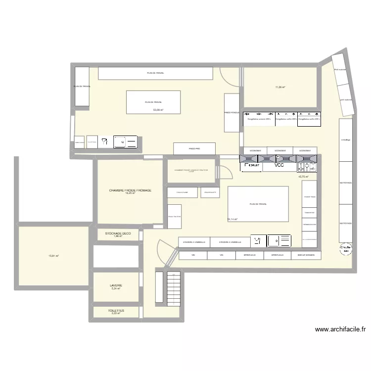 labo. Plan de 10  et 210 m²