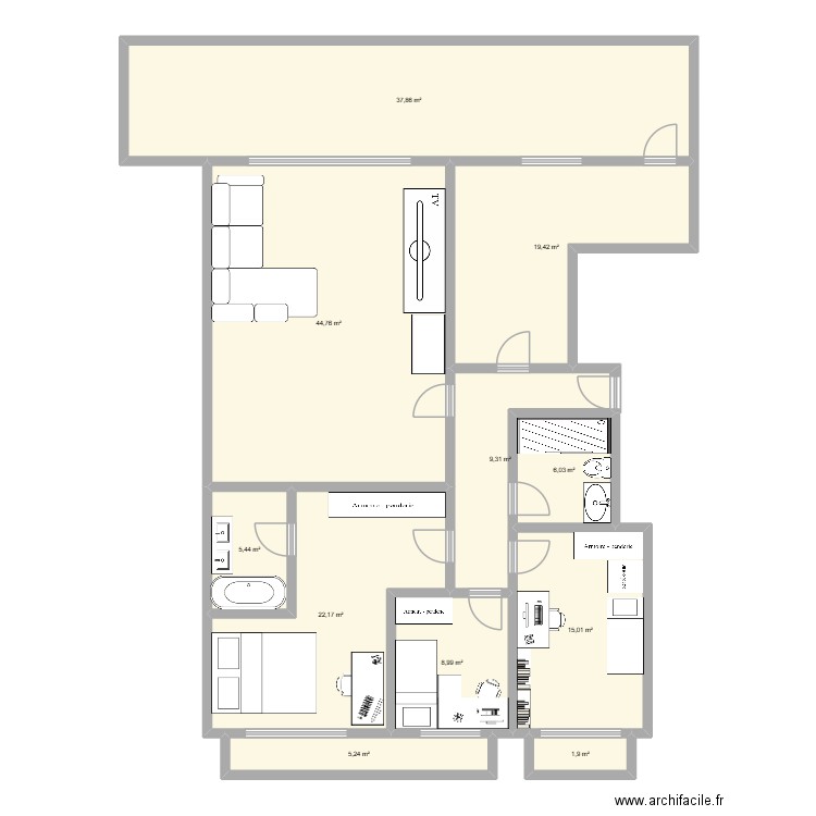 baam. Plan de 11 pièces et 176 m2
