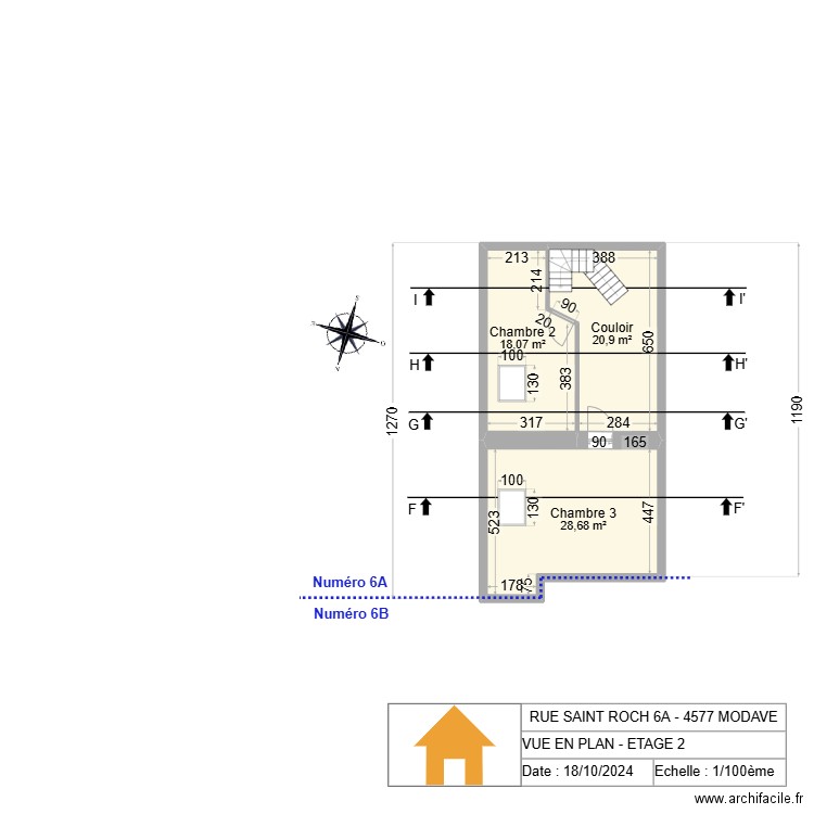 V.RADOUX - VUE EN PLAN - ETAGE 2 - V2.21 - Lio. Plan de 3 pièces et 68 m2