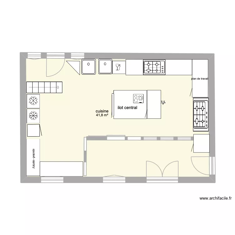 cuisine Pageas. Plan de 1 pièce et 42 m²
