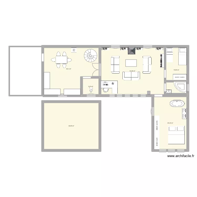 maison 1. Plan de 6  et 125 m²