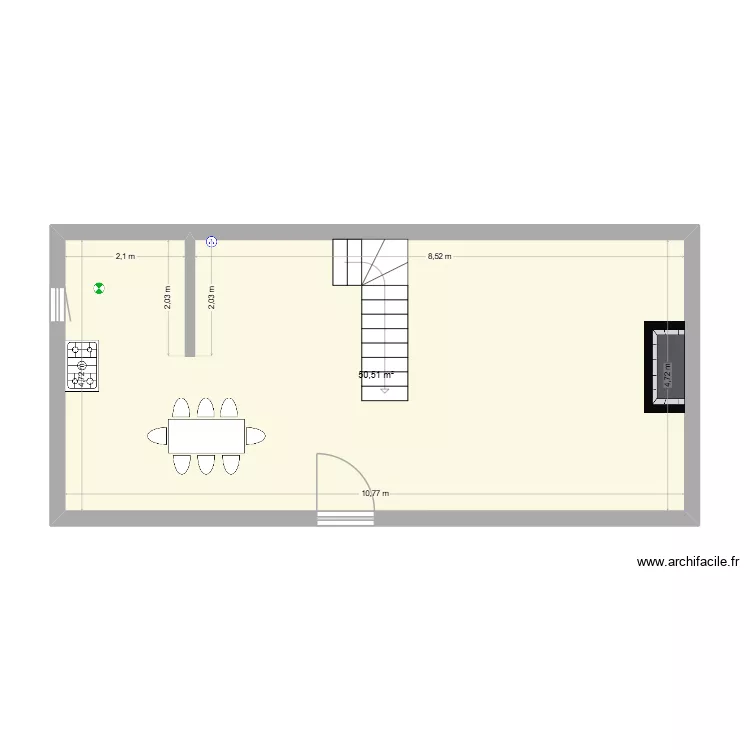 buzy. Plan de 1  et 51 m²