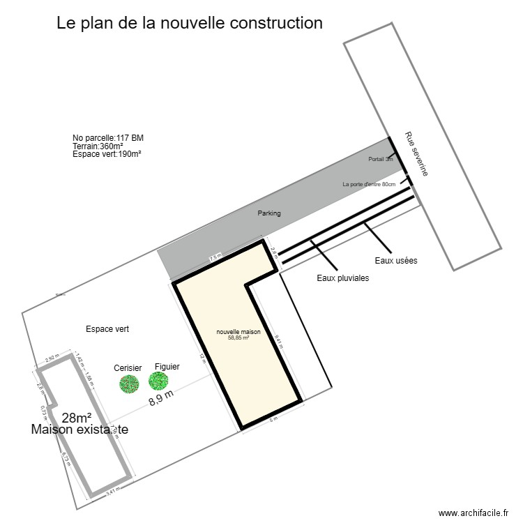 MAII. Plan de 1 pièce et 59 m2