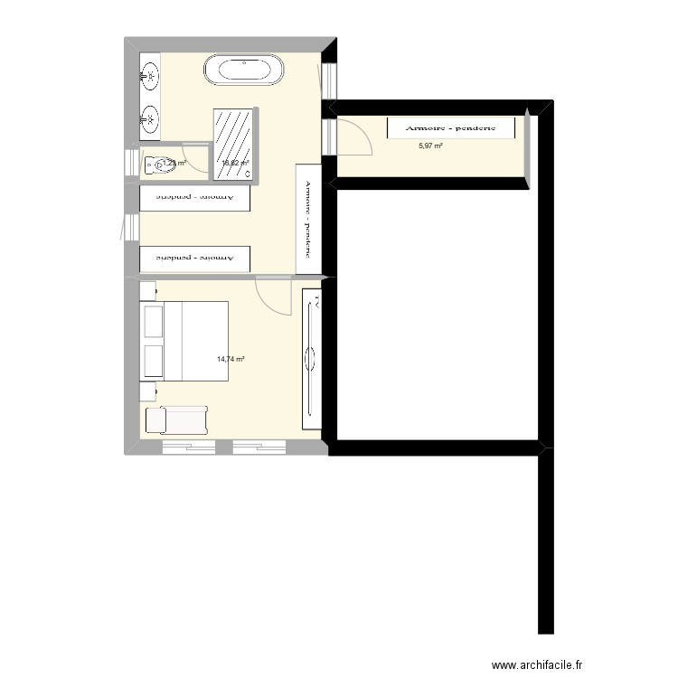 1er étage Alba 5. Plan de 4 pièces et 41 m2