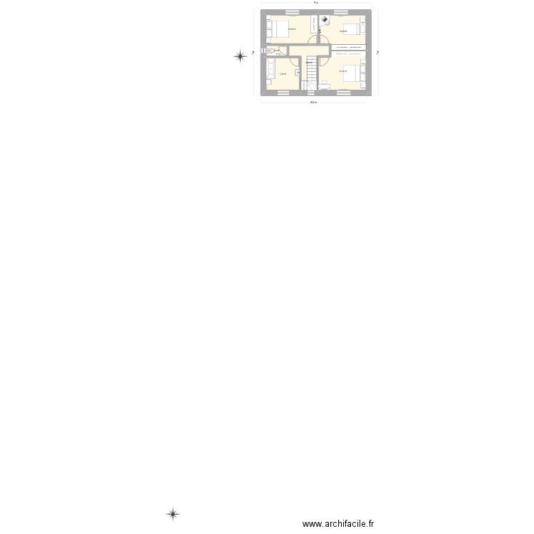 RdC. Plan de 5 pièces et 50 m2