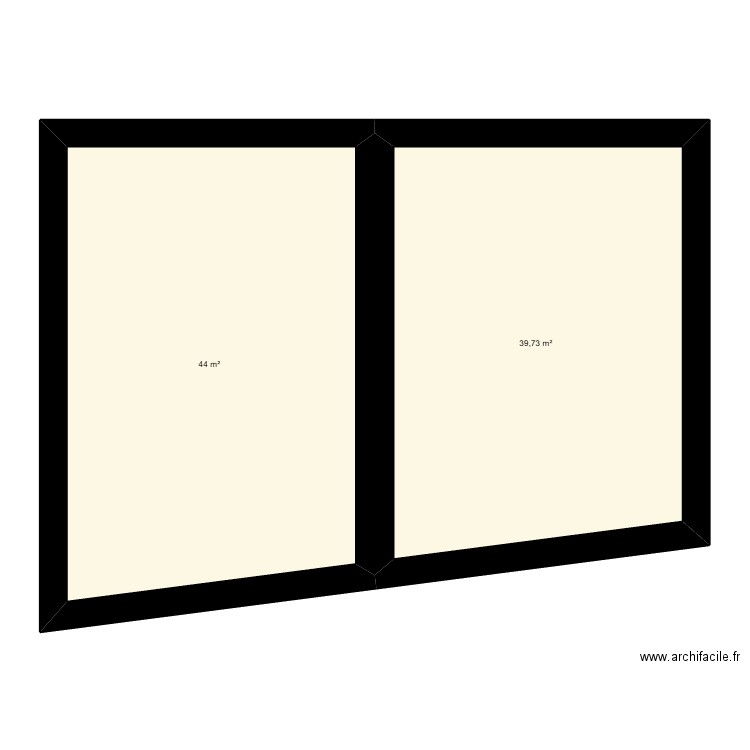 Bari Paillou emprise. Plan de 2 pièces et 84 m2