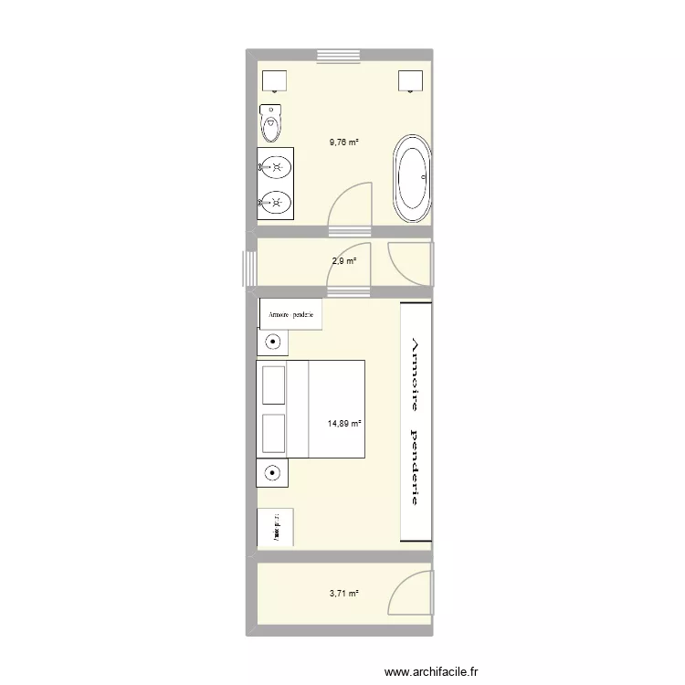 extension etage. Plan de 4 pièces et 31 m²