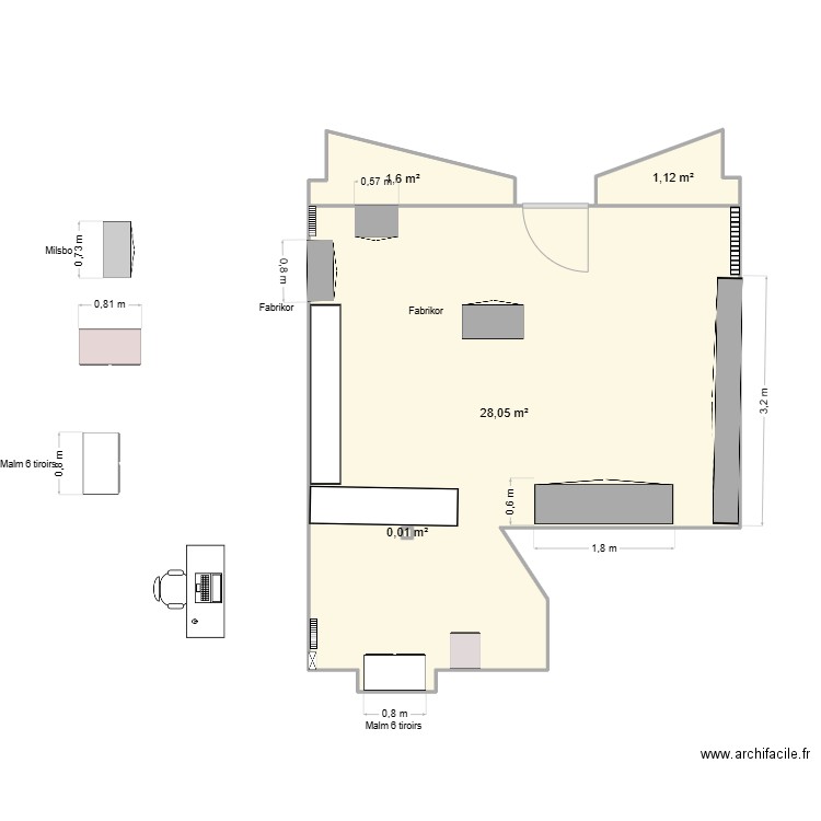 COUTELLERIE DU LAC. Plan de 4 pièces et 31 m2