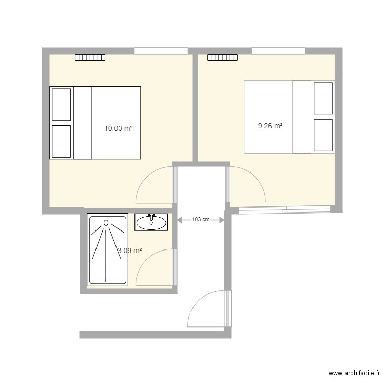 Cabourg4. Plan de 3 pièces et 22 m2