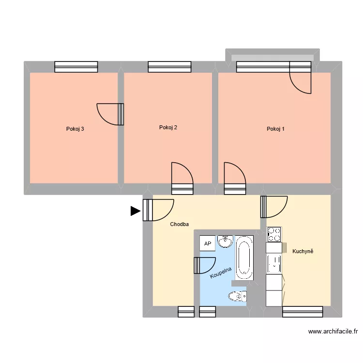 Okružn&iacute; 1079, byt 4. Plan de 12  et 194 m²