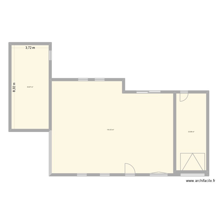 CHAVELOT. Plan de 3 pièces et 158 m2