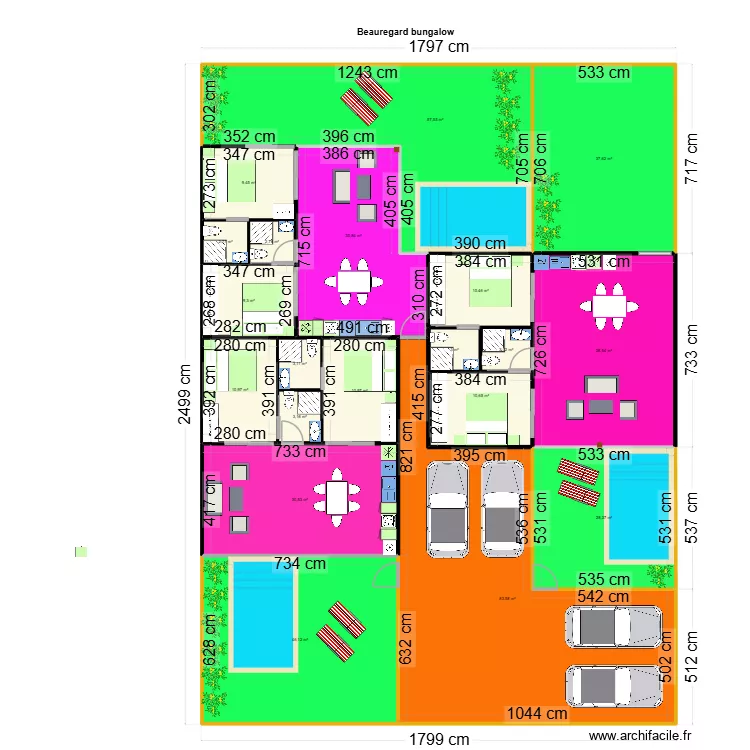Beauregard bungalow marc pis. Plan de 20  et 433 m²