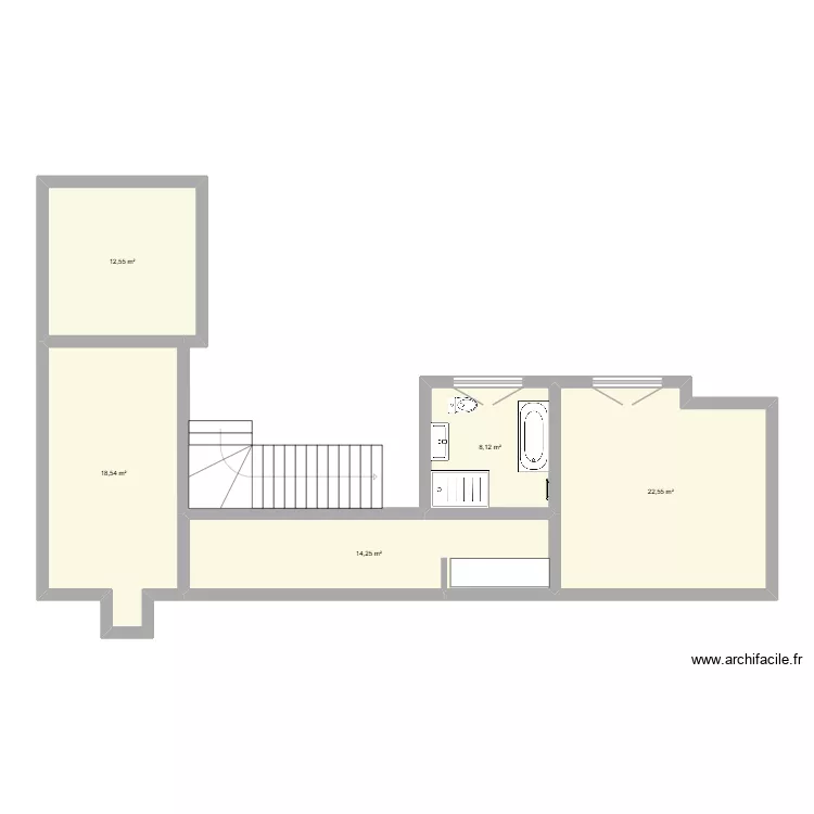Etage Baudon. Plan de 5  et 76 m²