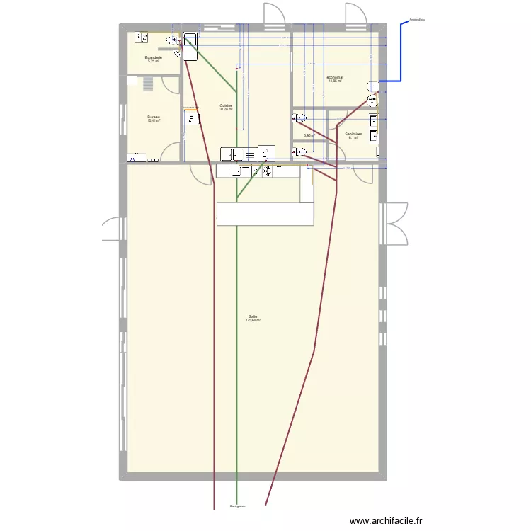 Sestra R&eacute;seaux eaux us&eacute;es. Plan de 7  et 248 m²