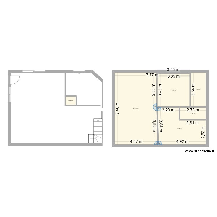 plan 2. Plan de 6 pièces et 70 m2