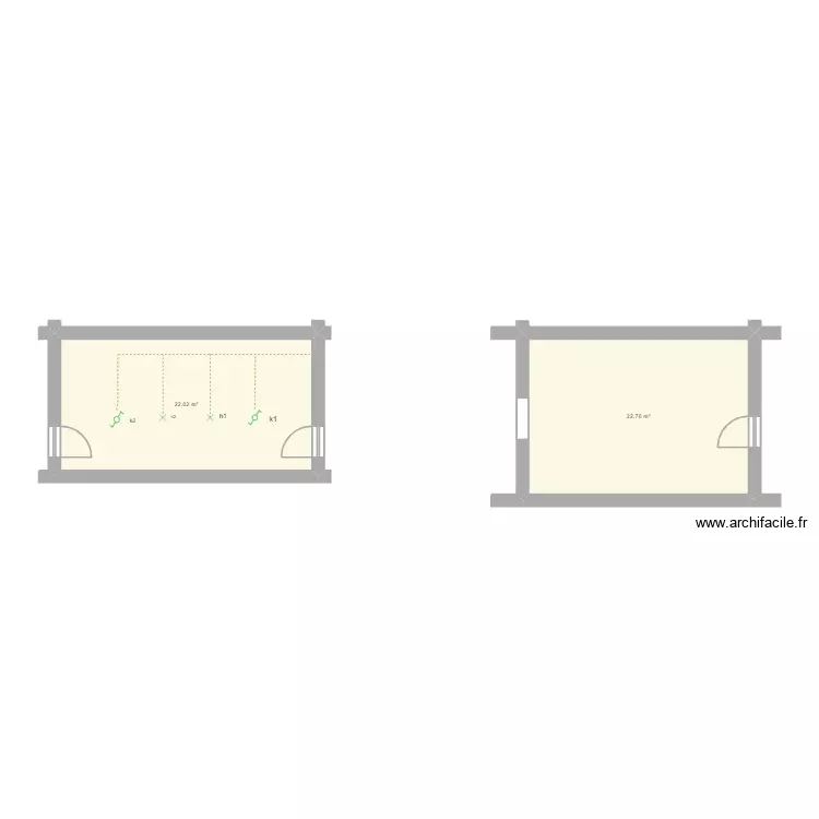 vnchgc. Plan de 2 Pièces et 45 m²