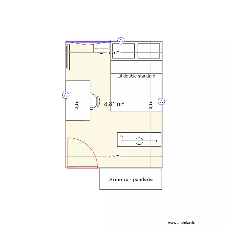 chambre kharl. Plan de 