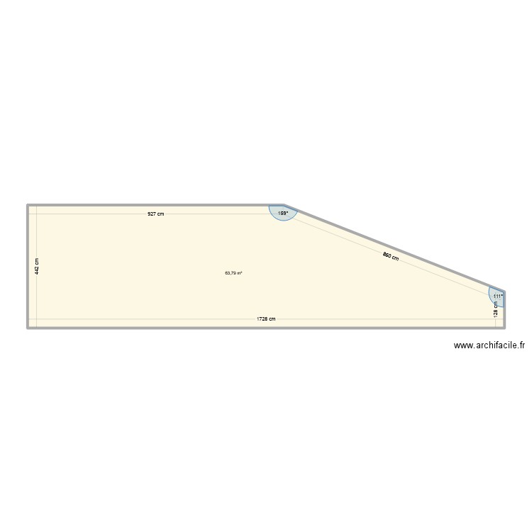 terrasse helluin. Plan de 1 pièce et 64 m2