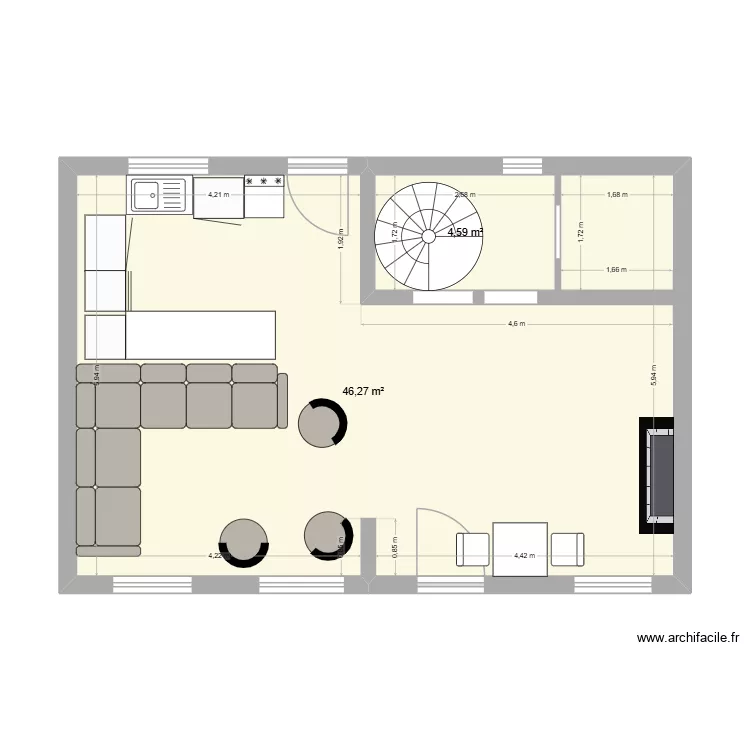 Rez de chaussée 2. Plan de 2 Pièces et 51 m² Rez de chaussée 2. Plan de 2 Pièces et 51 m²