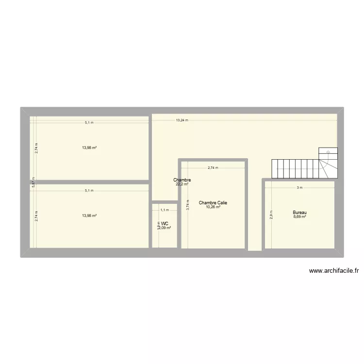 Etage. Plan de 6 Pièces et 127 m² Etage. Plan de 6 Pièces et 127 m²