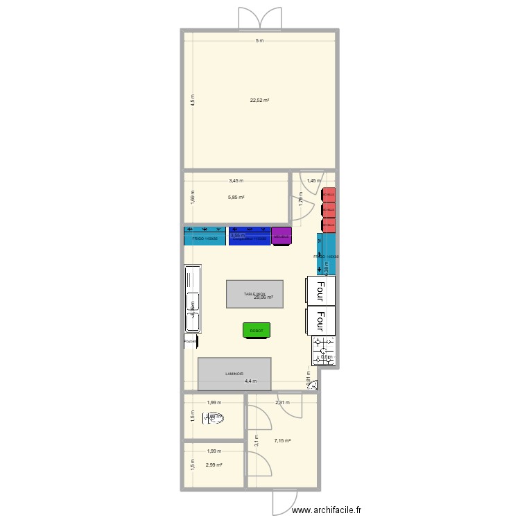 Pastry Lise. Plan de 6 pièces et 71 m2