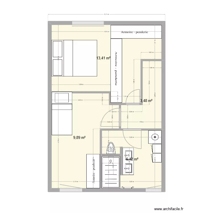 Maison. Plan de 1  et 37 m²