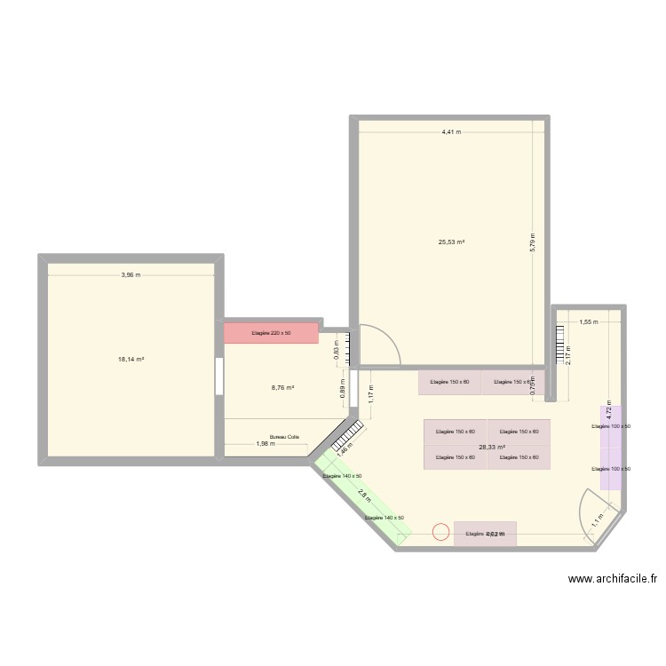 Reserve Comptoir. Plan de 4 pièces et 81 m2
