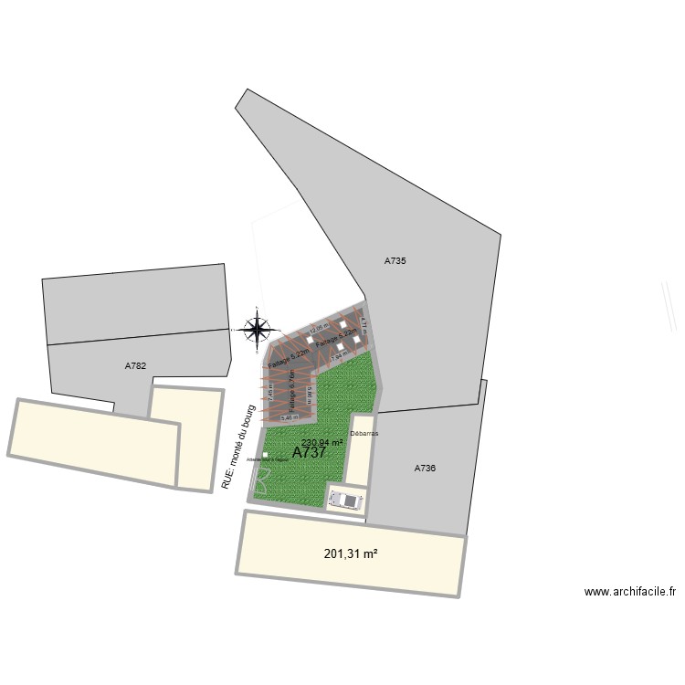 Plan de masse projeté. Plan de 6 pièces et 546 m2