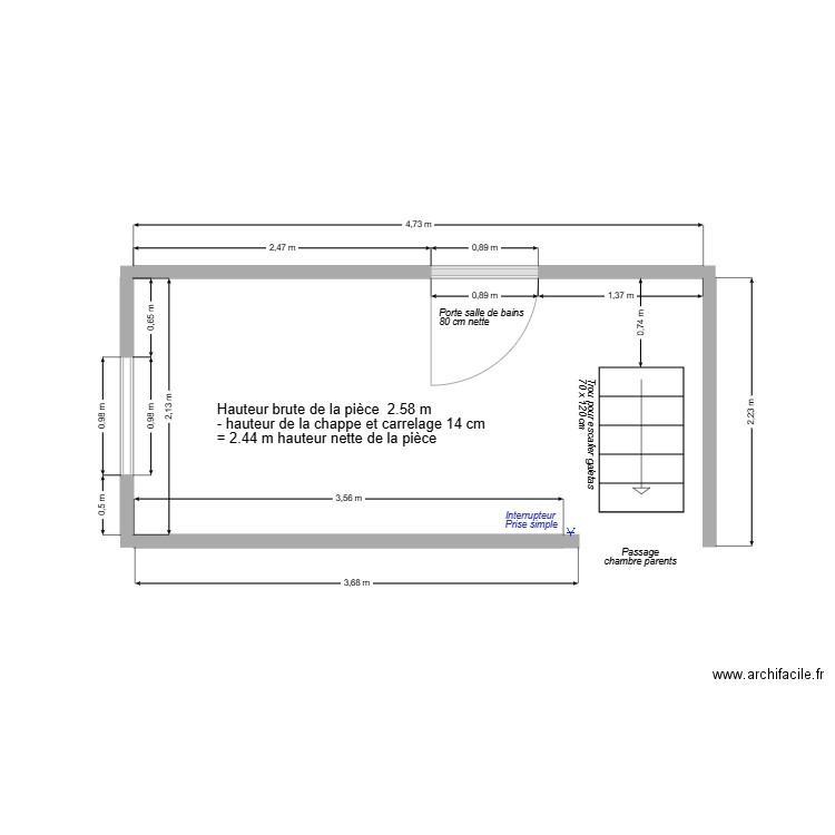 Cotes dressing. Plan de 0 pièce et 0 m2