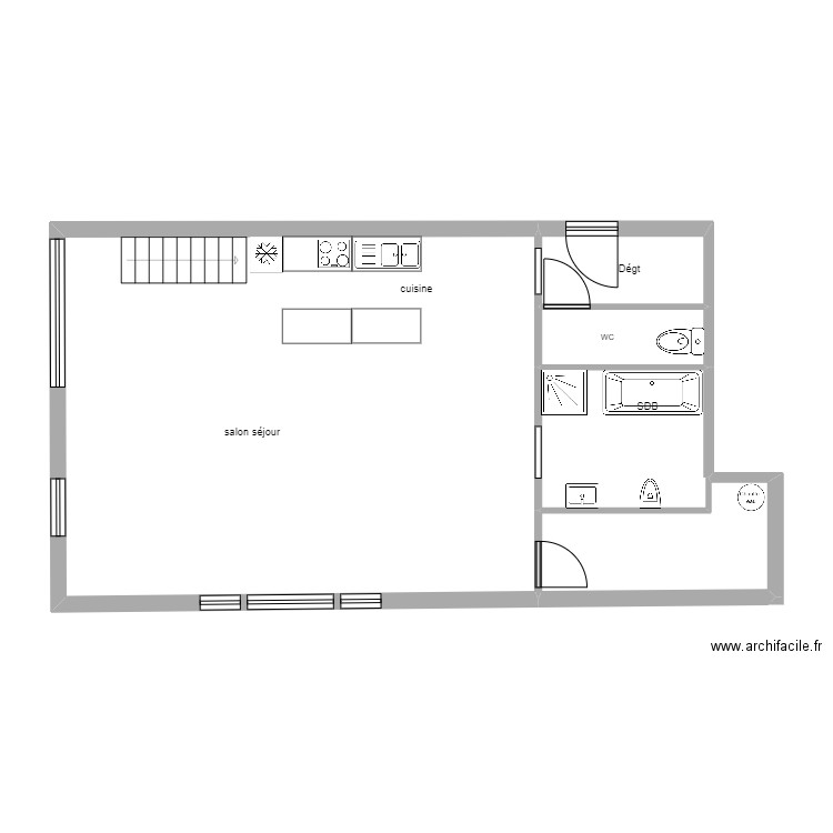 T4 4 CALAIS rdc. Plan de 5 pièces et 70 m2