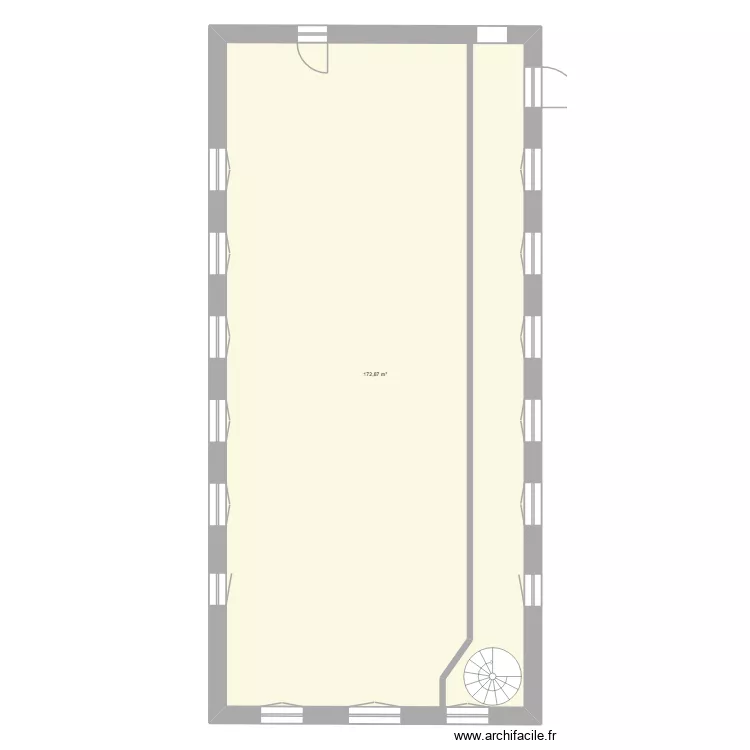 Projet Aile nord N1 apr&egrave;s travaux. Plan de 1  et 173 m²
