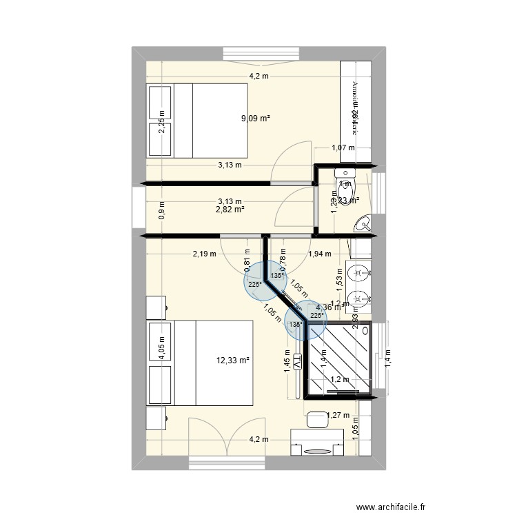Plan extension 3. Plan de 5 pièces et 30 m2