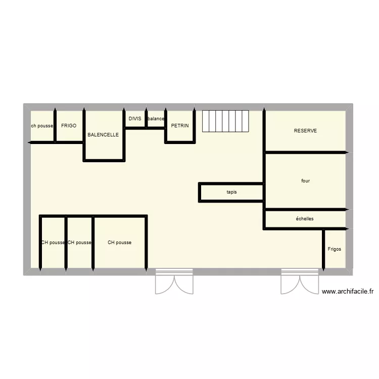 v dumais labo boulange. Plan de 15  et 66 m²