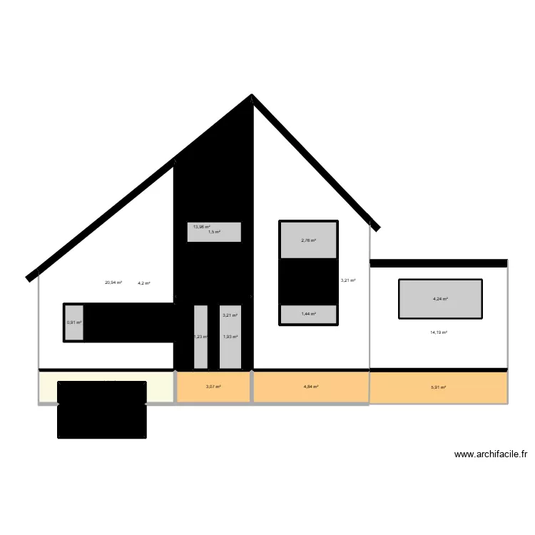 SORIN FACDE OUEST. Plan de 19 pièces et 134 m²