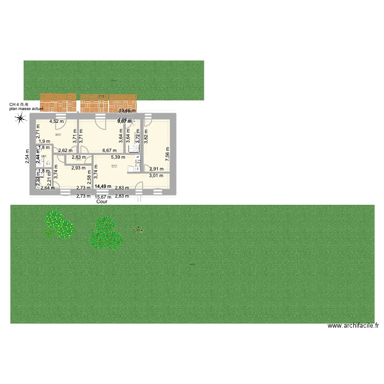 CH 4/5/6 plan masse actuel. Plan de 4 pièces et 106 m2
