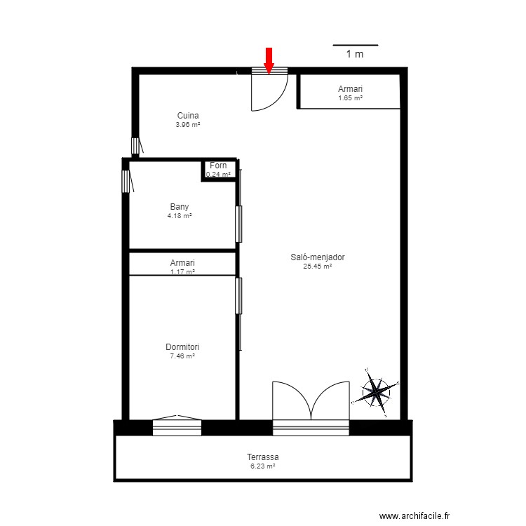 ED. SPORTING, 2-5. PAS DE LA CASA. Plan de 8 pièces et 50 m2