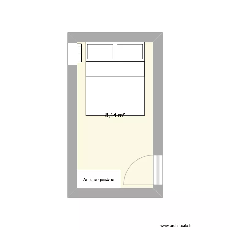 chambre. Plan de 1  et 8 m²