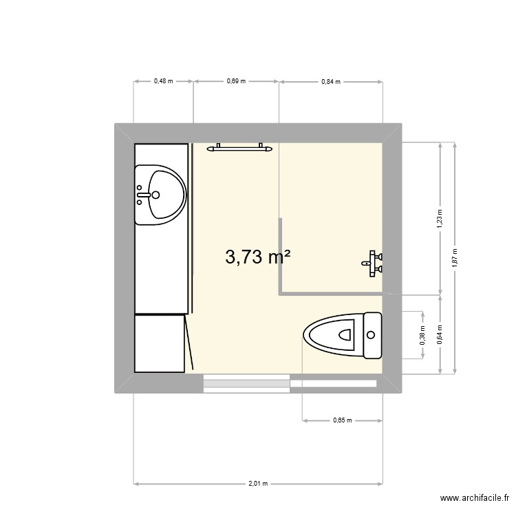salledebainnathalie. Plan de 1 pièce et 4 m2