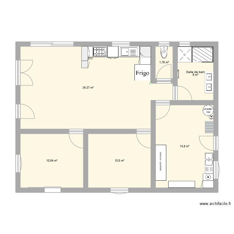 essai. Plan de 6 pièces et 78 m2
