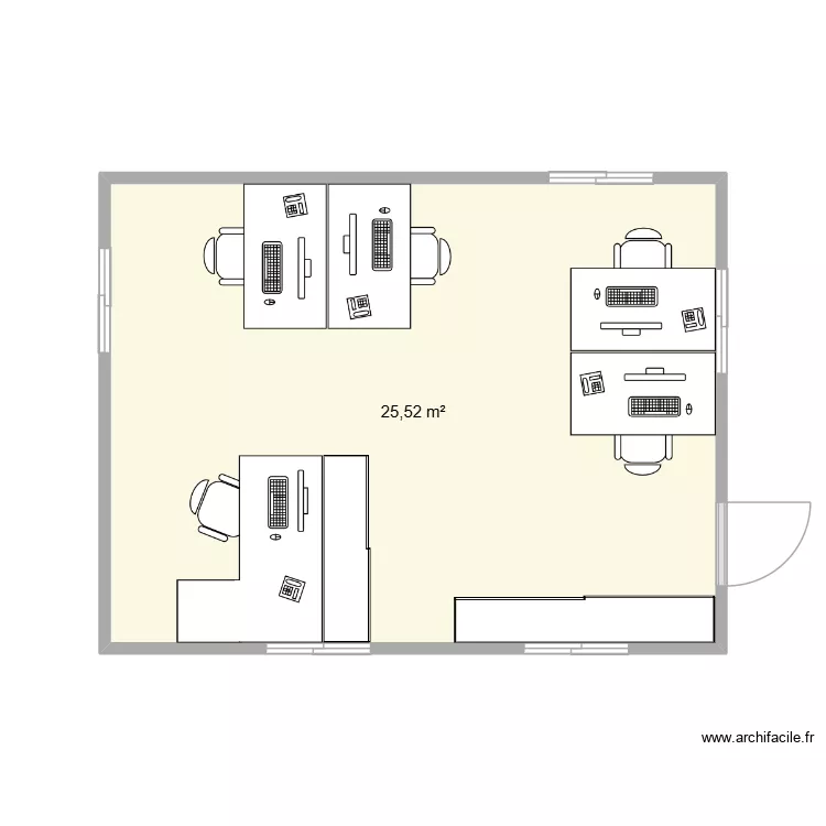 plan container. Plan de 1 pièce et 26 m²