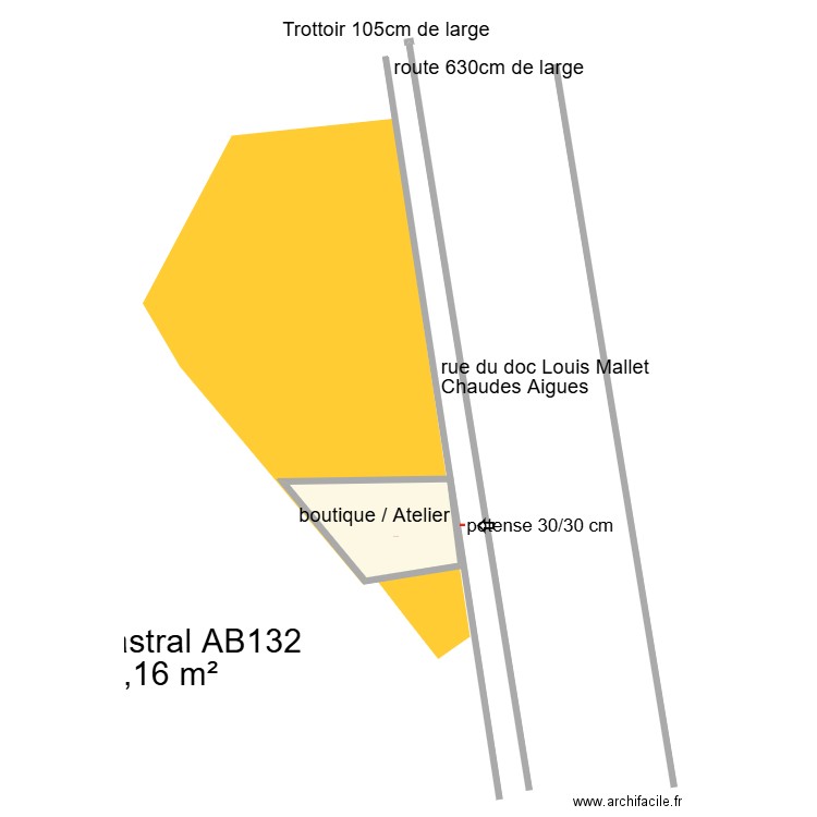 plan route pour enseigne. Plan de 1 pièce et 34 m2