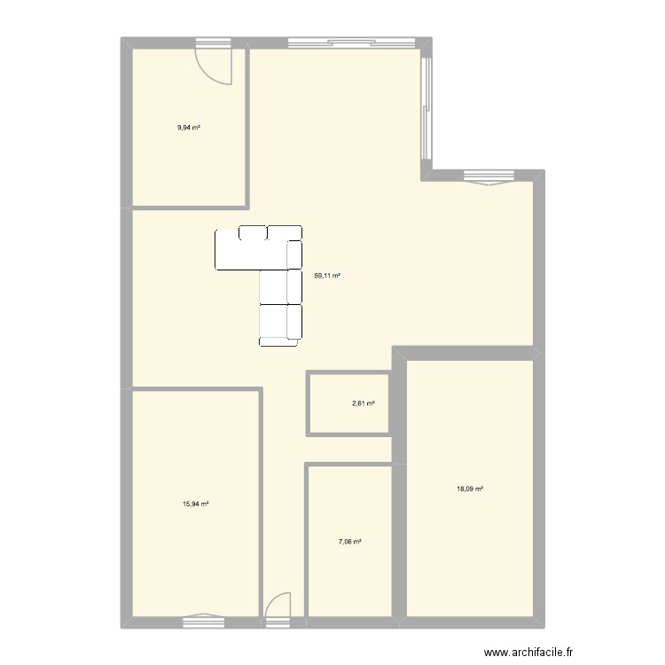 jeunes 2. Plan de 6 pièces et 116 m2