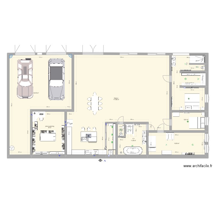 Plan 1. Plan de 8 pièces et 264 m2