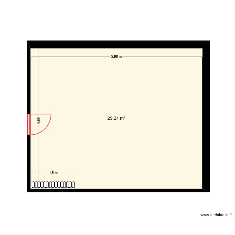 chambre gauche billard. Plan de 1 pièce et 29 m2
