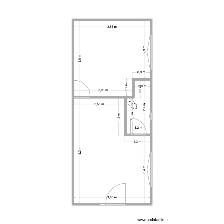 OLD. Plan de 3 pièces et 35 m²