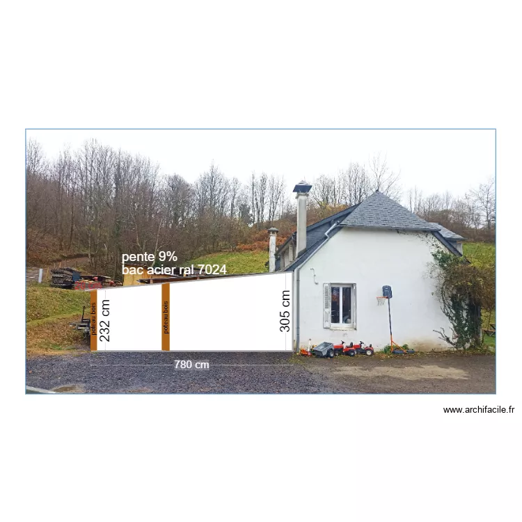 facade ouest 12"". Plan de 