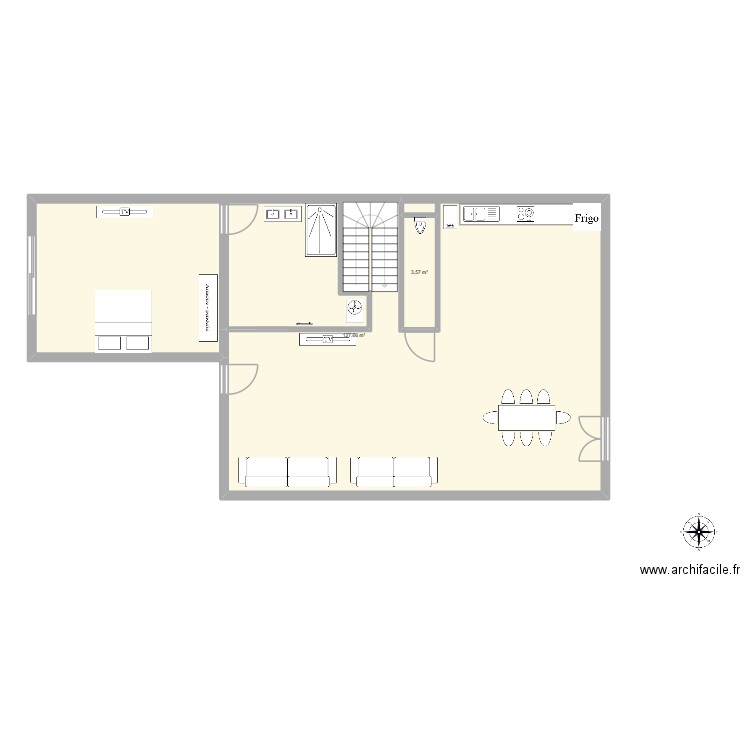 aménagement PMR. Plan de 2 pièces et 131 m2